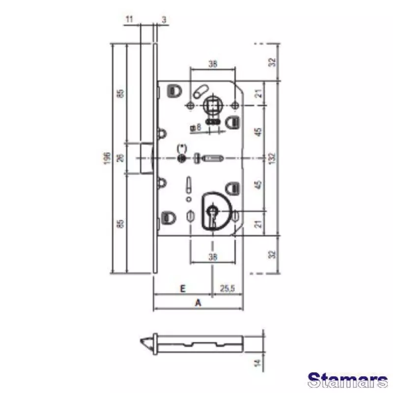 Durvju slēdzene magnētiskā sanmezgliem Polaris SF18PWC ar pretplāksni