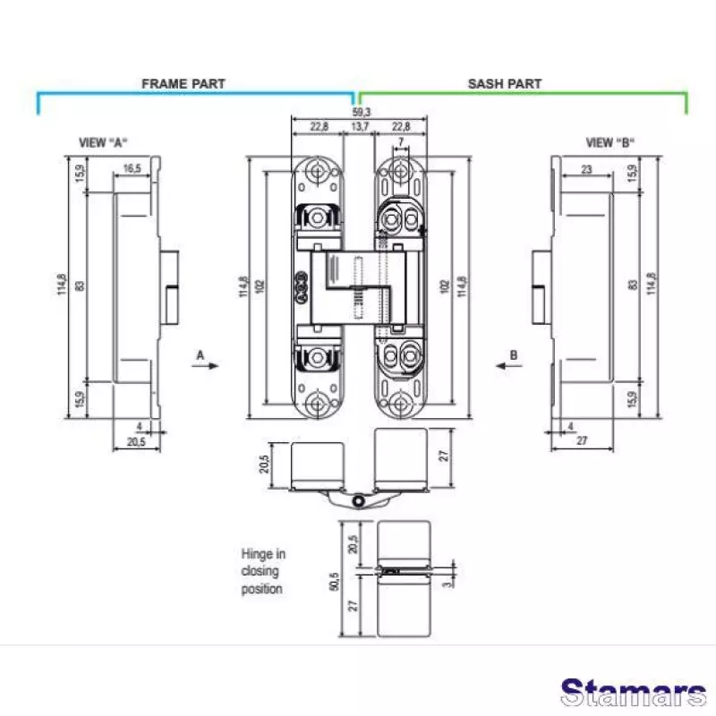 Slēptās eņģes balts