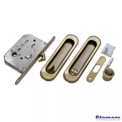 Bīdāmo durvju sistēmas furnitūras komplekts (rokturi+slēdzene) MHS 150 WC AB