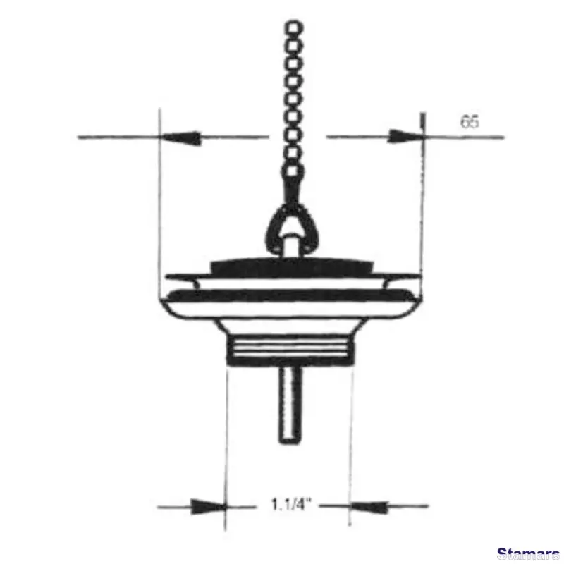 Sifona ieplūde ar nerūsējoša tērauda sietiņu, korķi un ķēdi