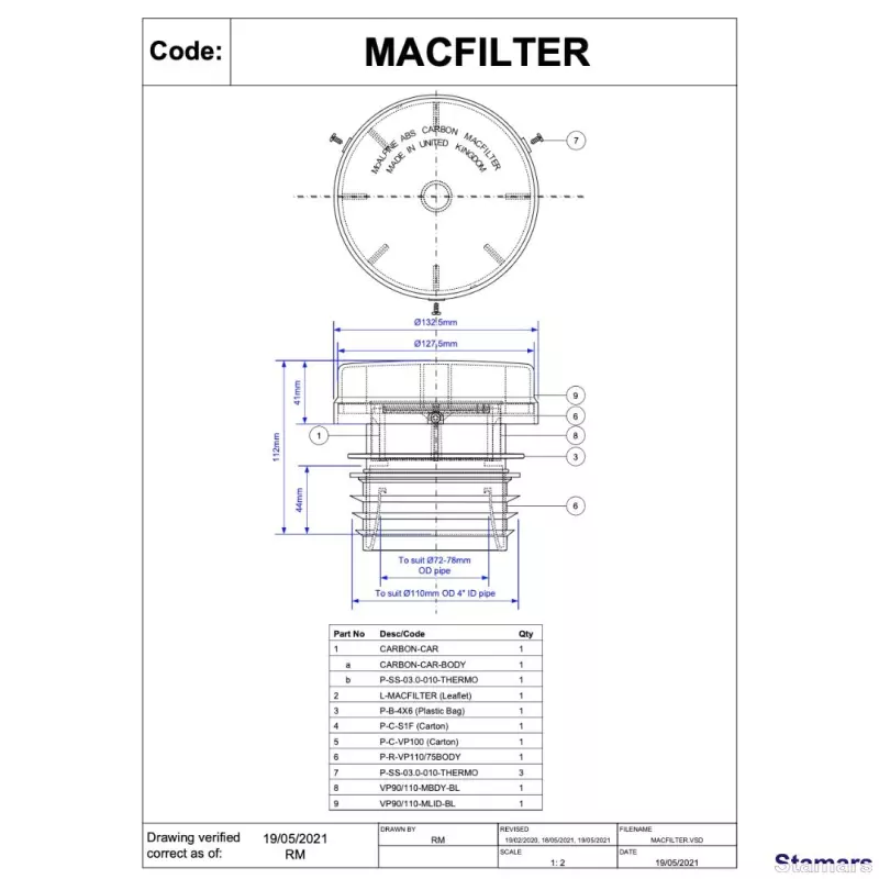 Divvirzienu aktīvētas ogles gaisa filtrs kanalizācijai āra uzstādīšanai