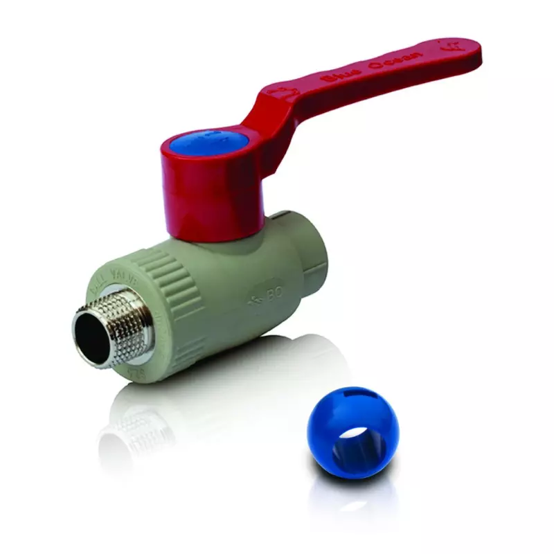 PPR Lodveida ventilis ĀV (PPSU lode) aukstam,  karstam ūdenim un apkurei, garš rokturis