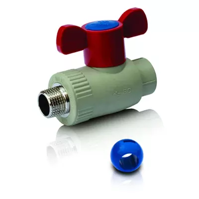 PPR Lodveida ventilis ĀV (PPSU lode) aukstam,  karstam ūdenim un apkurei, īss rokturis