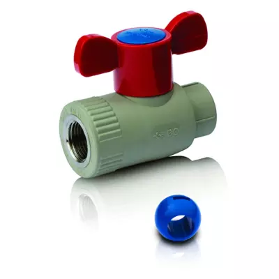 PPR Lodveida ventilis IV (PPSU lode) aukstam,  karstam ūdenim un apkurei, īss rokturis