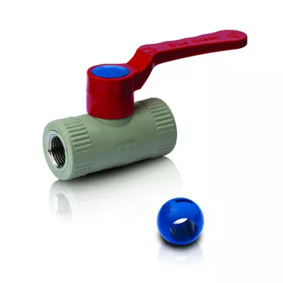 PPR Lodveida ventilis ĀVxIV (PPSU lode)  aukstam, karstam ūdenim un apkurei, īss rokturis