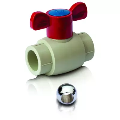 PPR Lodveida ventilis (misiņa lode) aukstam,  karstam ūdenim un apkurei, īss rokturis