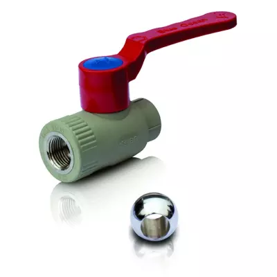 PPR Lodveida ventilis IV (misiņa lode) aukstam,  karstam ūdenim un apkurei, garš rokturis