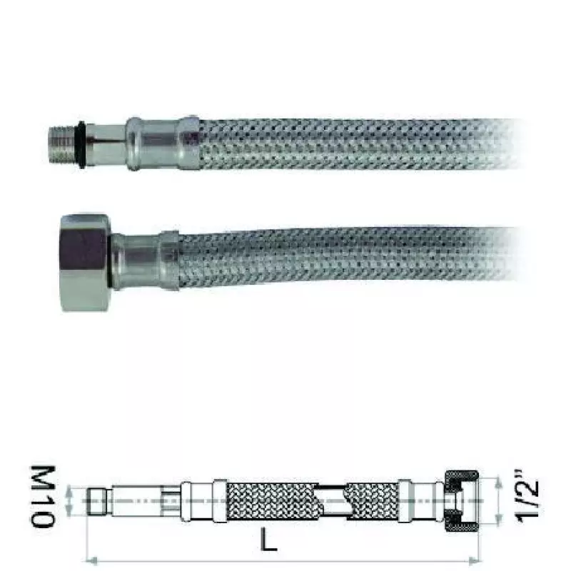 Lokans pievads no nerūsējoša tērauda - PEX caurule,  garais savienojums