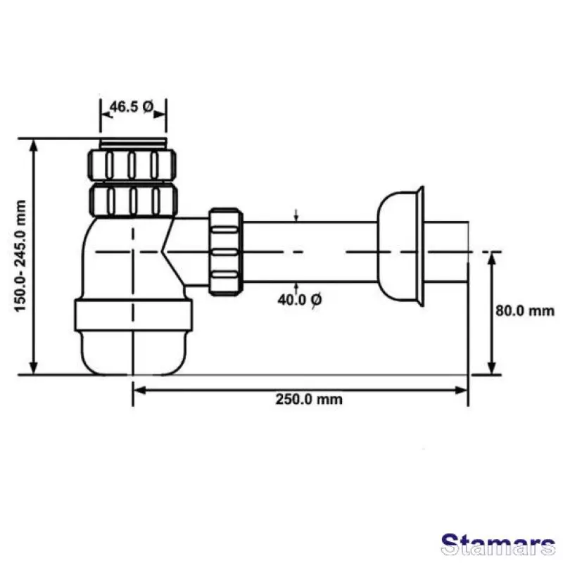 Sifons izlietnei bez ieplūdes