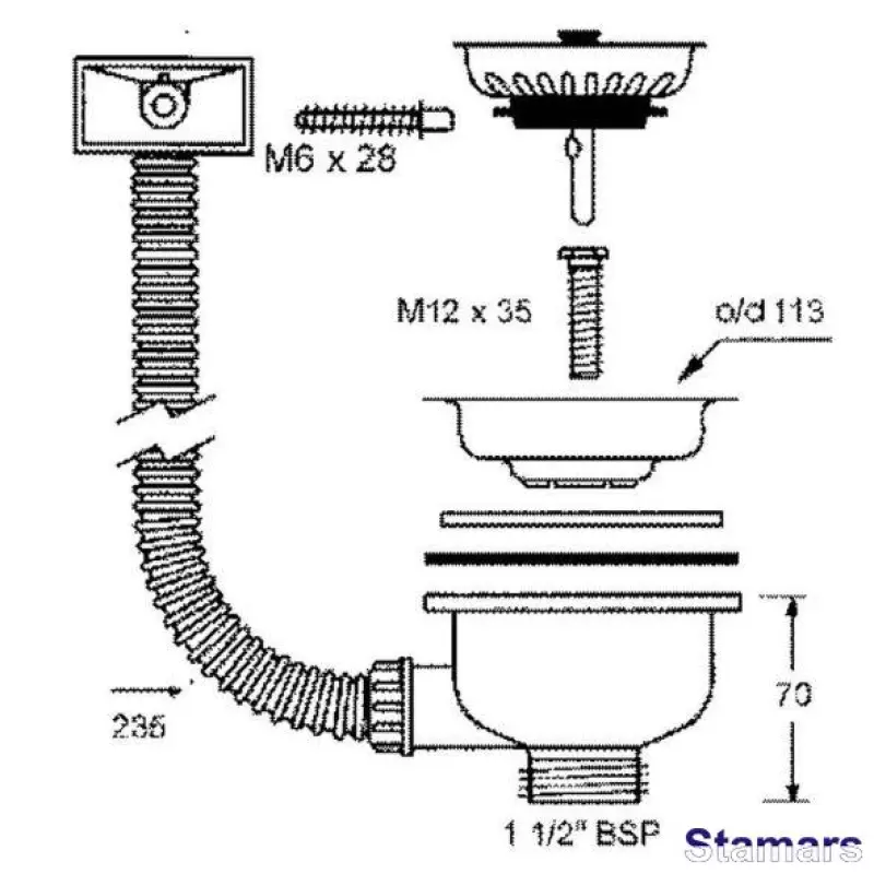 Sifona ieplūde ar horizontālo pārplūdi