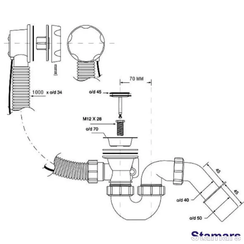 Sifons vannai ar pārplūdi  regulējams SIMPLEX