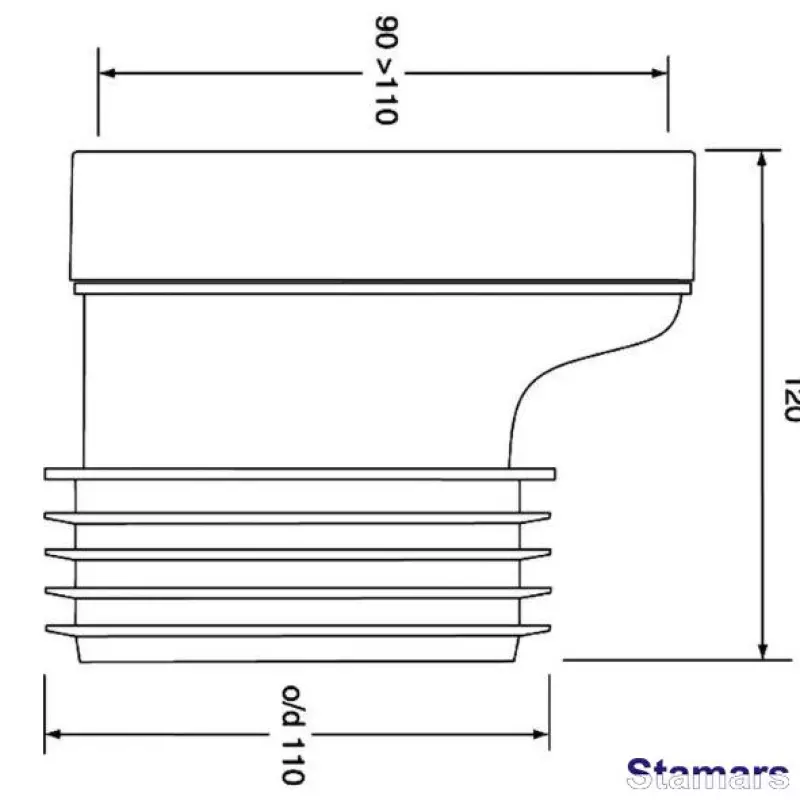 WC pieslēgums ar nobīdi 20mm