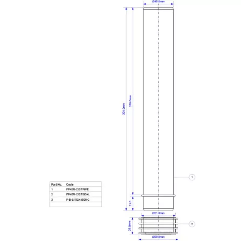 Montāžas caurule iebūv. WC ar  blīvi
