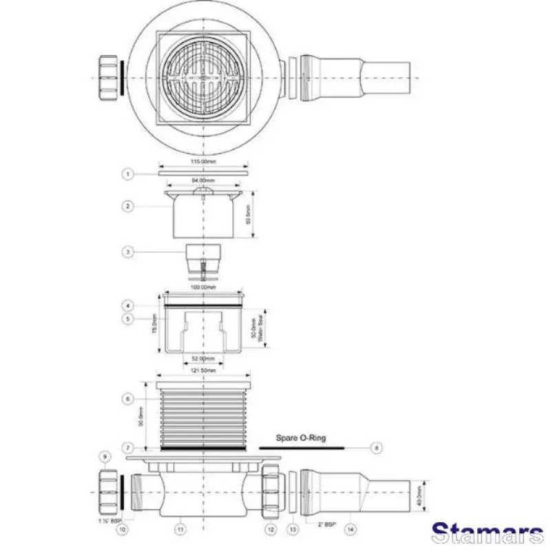 Traps ar gaisa aizturi, horizontāls