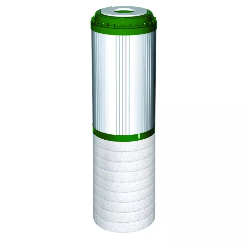 Ūdens filtru granulētās aktivētās kokosriekstu čaulas ogles kārtridži ar KDF / mehāniskie kārtridži FCCBKDF-STO sērijas 10” Aquafilter